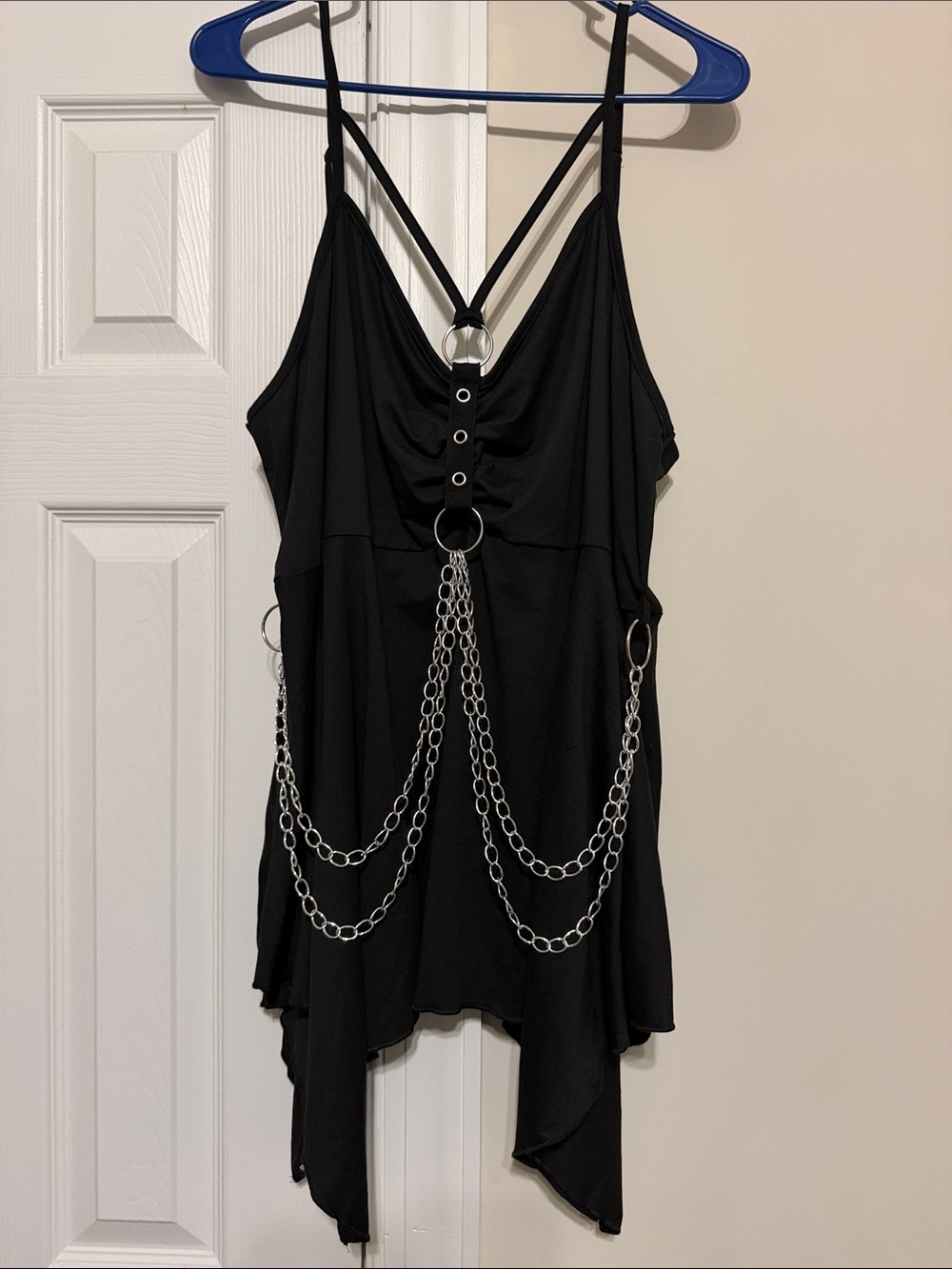 SHEIN Black Chain-Detail Strappy Tank Top 20/4X